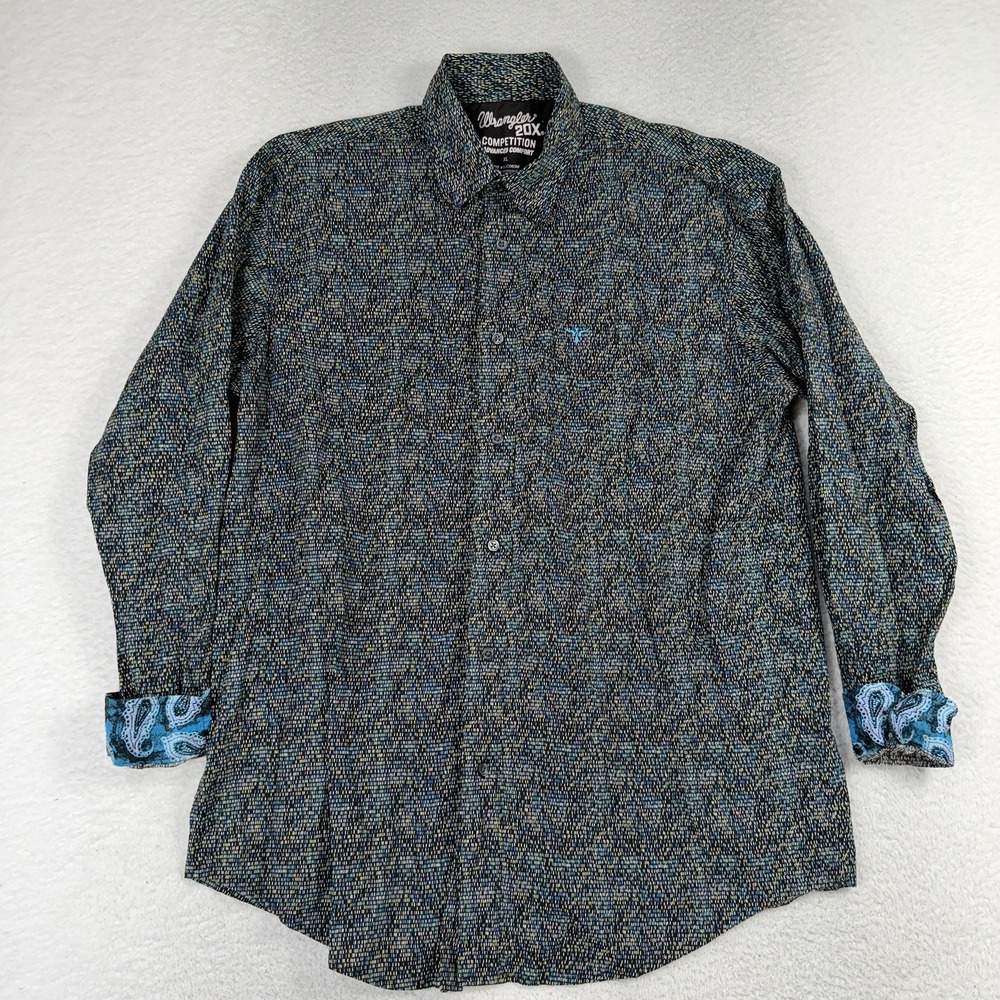Wrangler 20X Competition Shirt Mens XL Advanced Comfort Western Flip Cuff